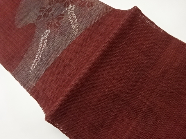 紗紬萩模様織出し名古屋帯